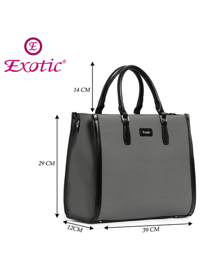 Exotic Structured Executive Oversize Tote/Hand Bag (Black)
