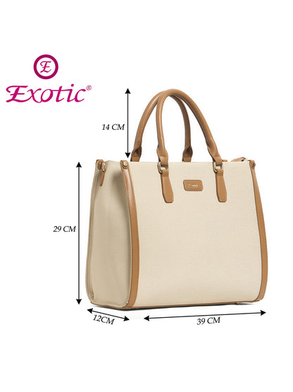 Exotic Structured Executive Oversize Tote/Hand Bag (Beige)