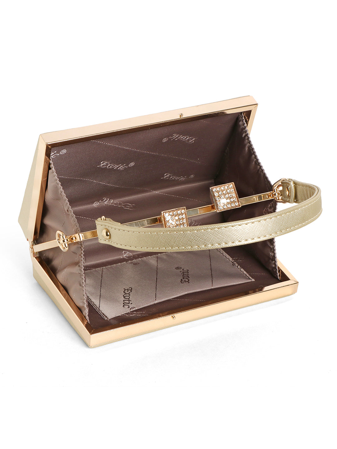 Exotic Premium Convertible Style  Frame Bridal Bag (Gold)