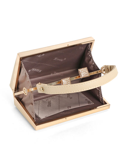 Exotic Premium Convertible Style  Frame Bridal Bag (Beige)
