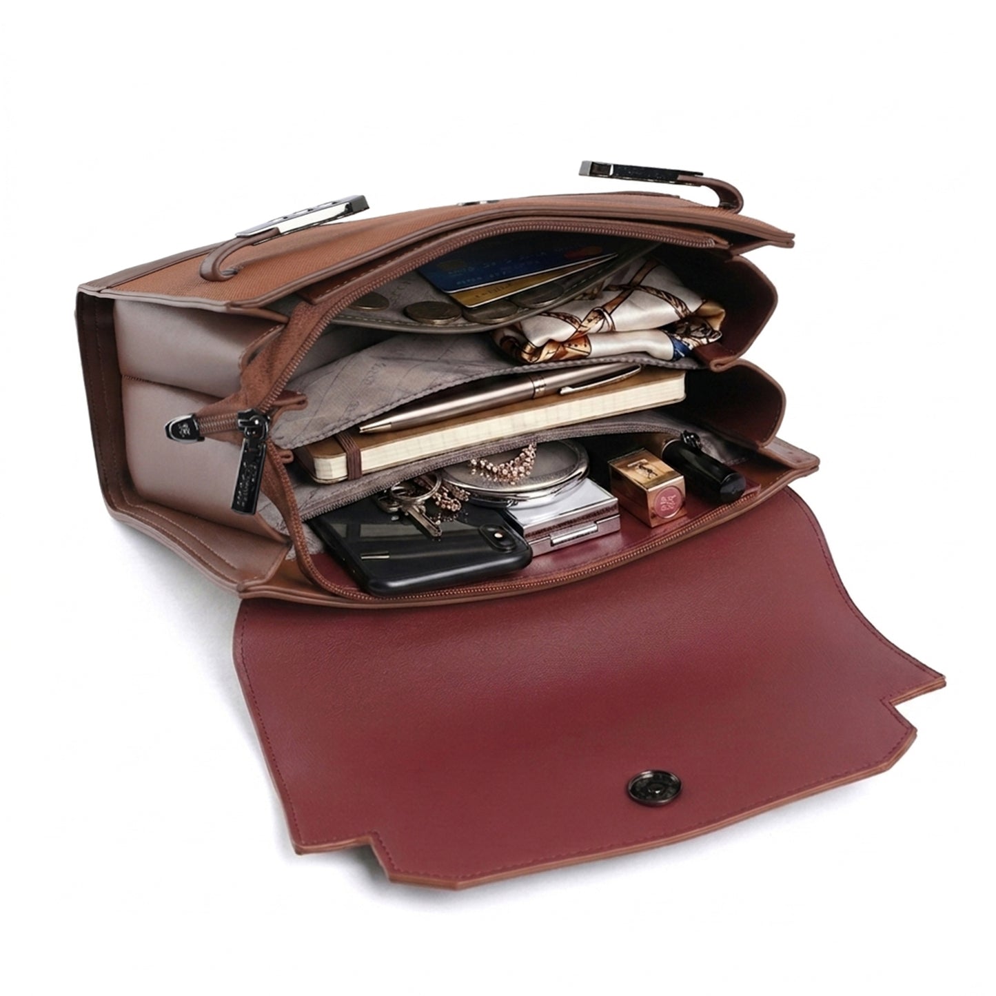 Exotic Dualtone Textured Handbag (Coffee)