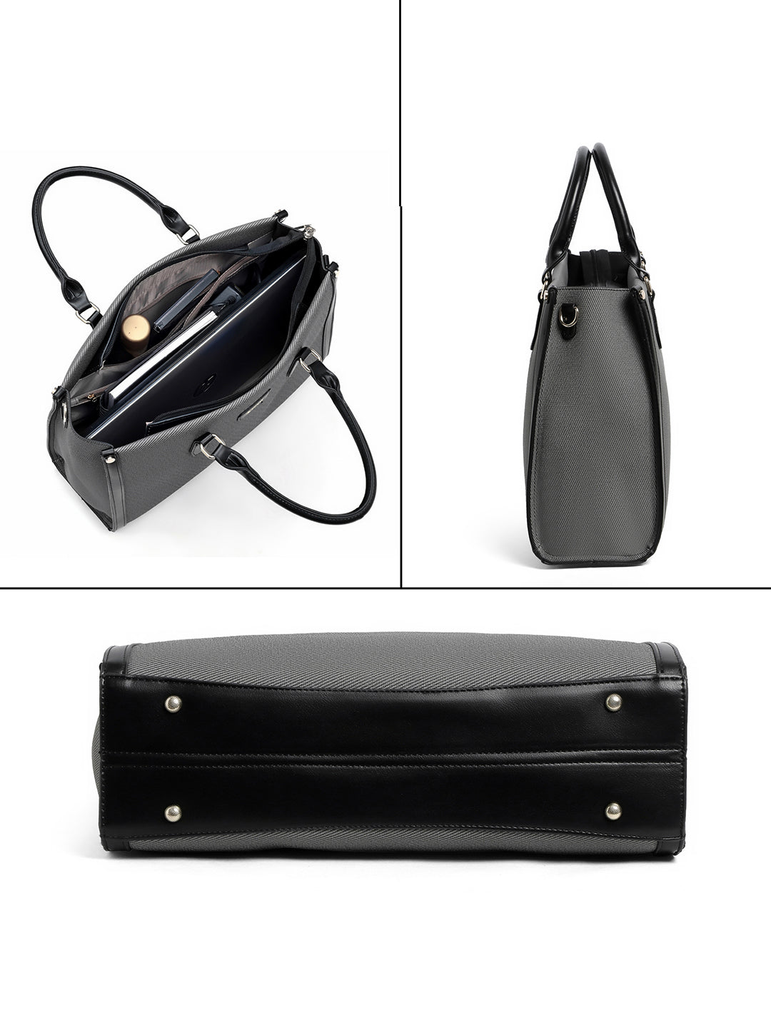 Exotic Structured Executive Oversize Tote/Hand Bag (Black)