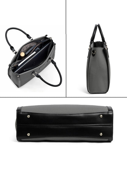 Exotic Structured Executive Oversize Tote/Hand Bag (Black)
