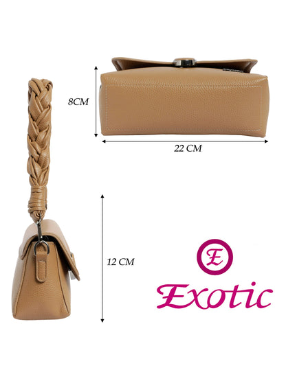 Exotic Unique Shape Texture Design Flap Sling Bag (Brown)
