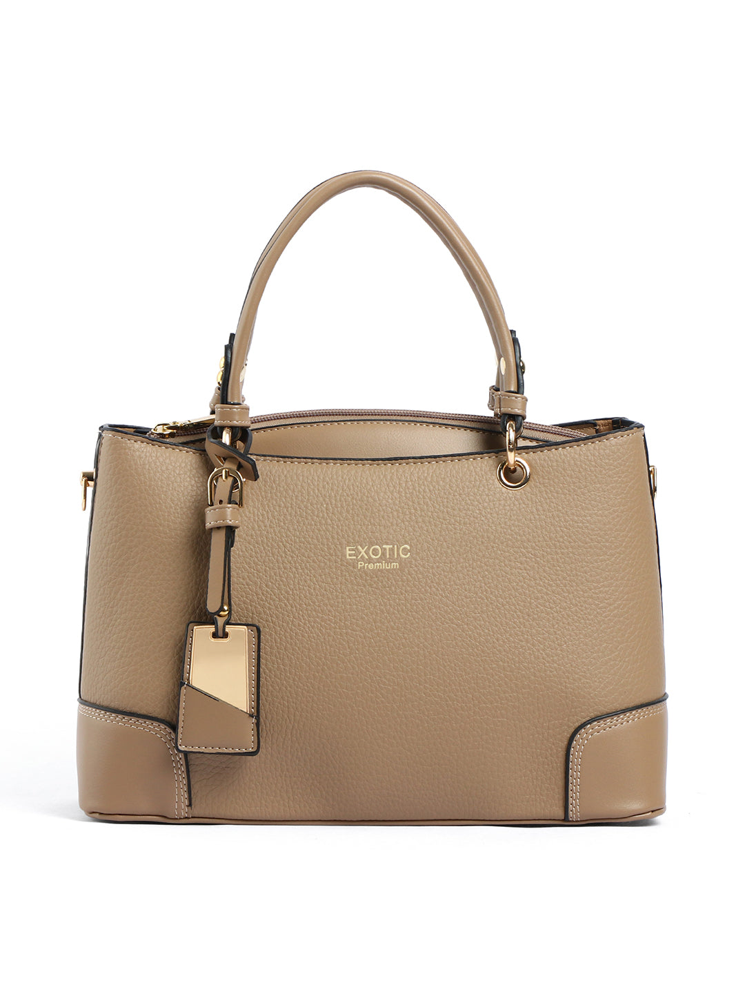 Exotic Caramel Edge Structured Handbag
