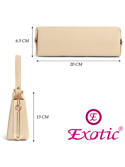 Exotic Premium Convertible Style  Frame Bridal Bag (Beige)