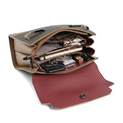 Exotic Dualtone Textured Handbag (Khaki)