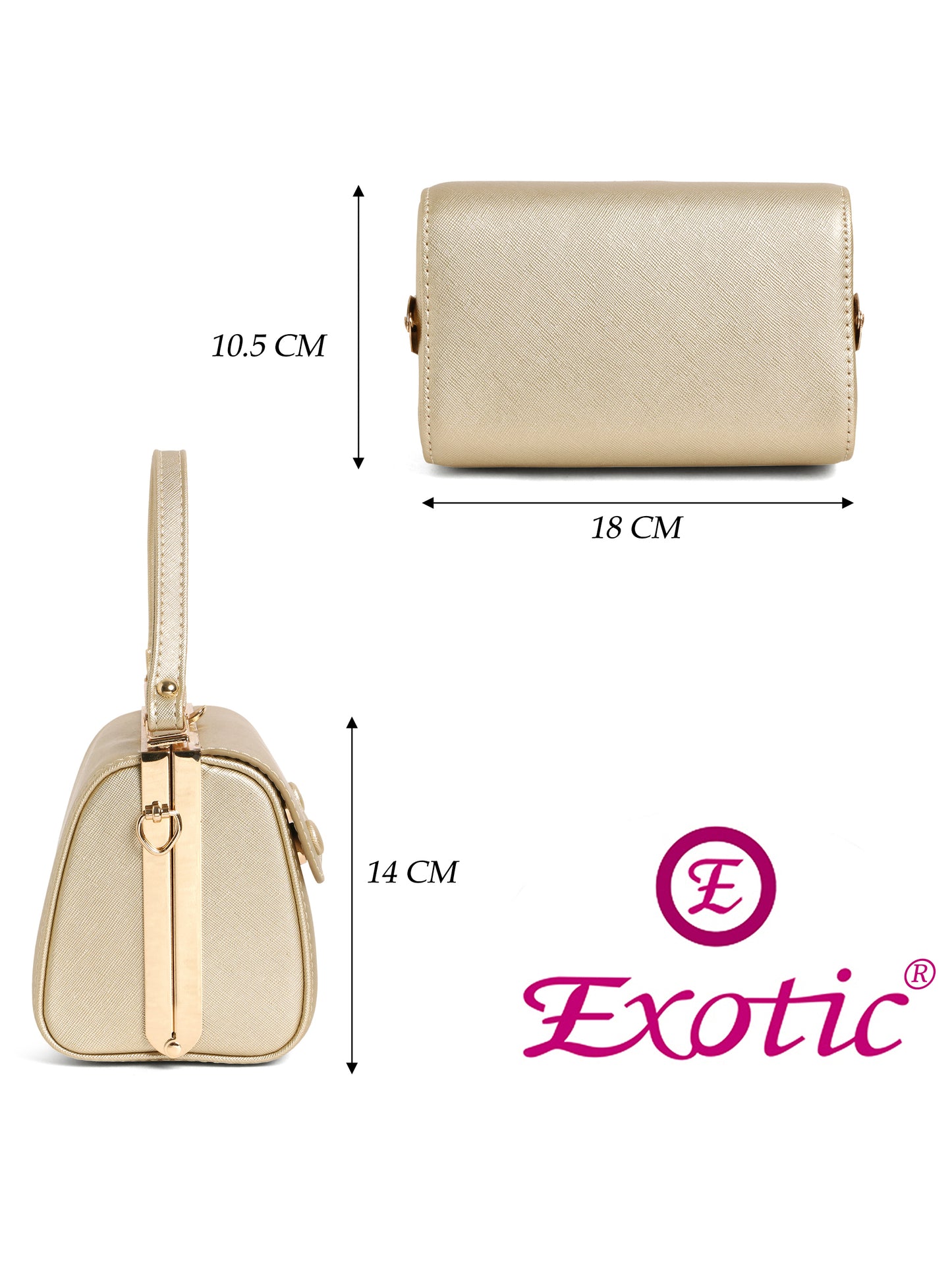 Exotic Premium Convertible Style Elegant Handbag (Gold)