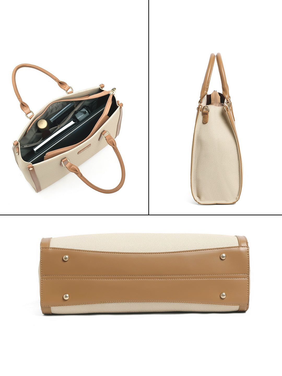 Exotic Structured Executive Oversize Tote/Hand Bag (Beige)