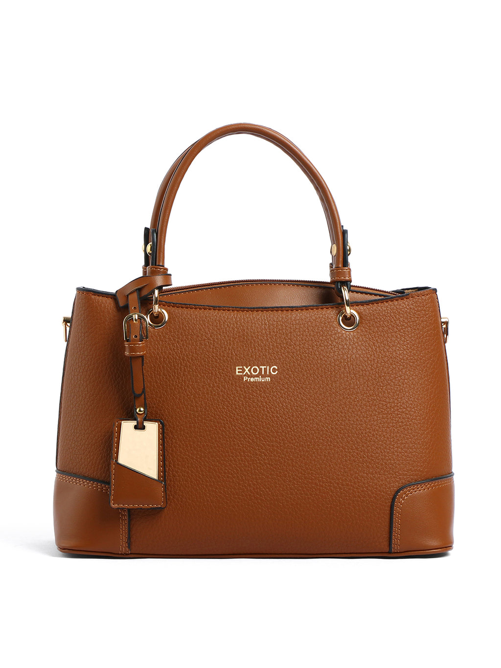 Exotic Caramel Edge Structured Handbag
