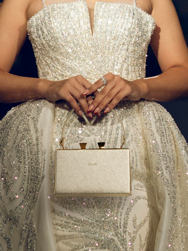 Exotic Premium Convertible Style  Frame Bridal Bag (Gold)