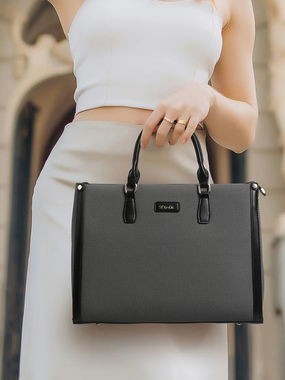 Exotic Structured Executive Oversize Tote/Hand Bag (Black)