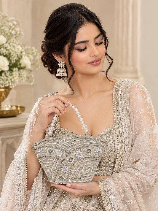 EXOTIC Zivara Pearl Embellished Clutch for Women