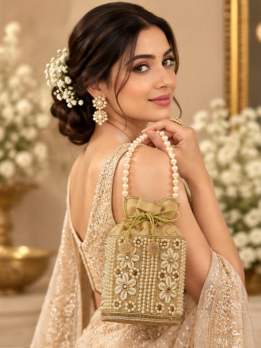 EXOTIC Zolara Pearl Embellished Potli Bag for Women