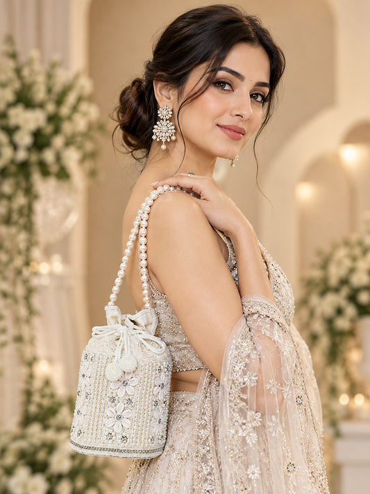 EXOTIC Zolara Pearl Embellished Potli Bag for Women