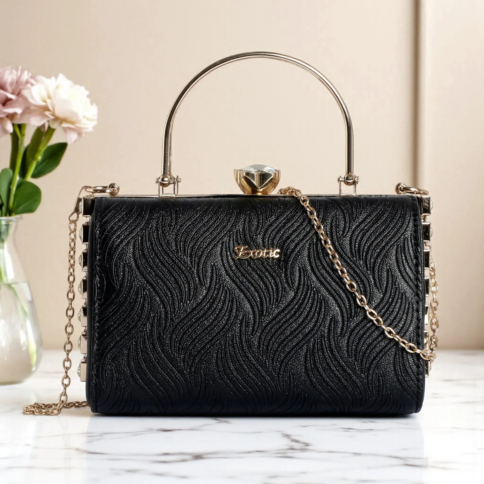 Exotic Premium Crystal Charm Sling Bag with Detachable Chain Handel Gift for Women | Clutch for Women.