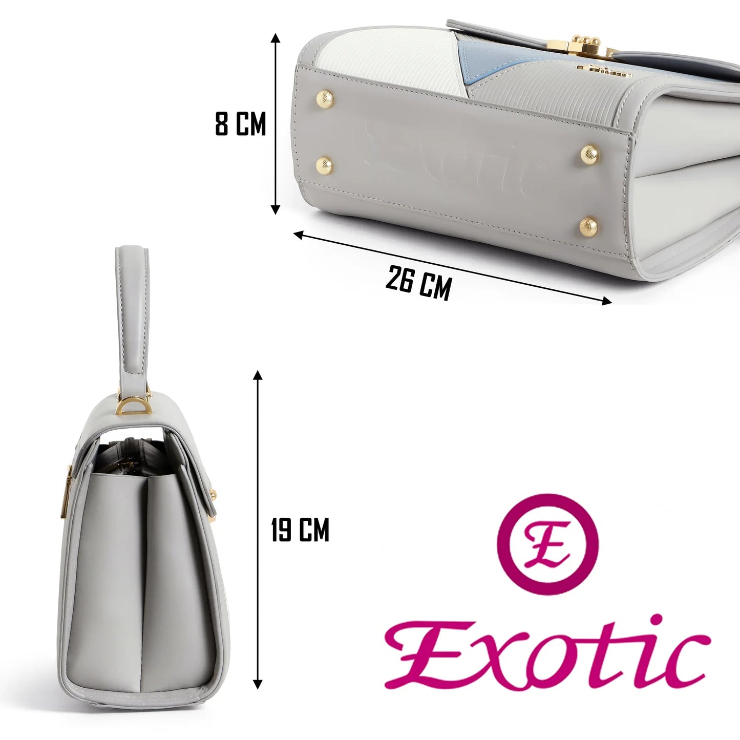 Exotic Elegant Tri-Tone Structured Handbag - exoticstore