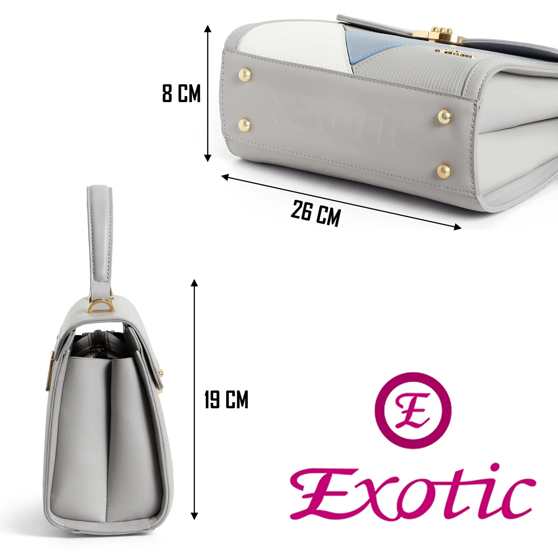 Exotic Elegant Tri-Tone Structured Handbag - exoticstore