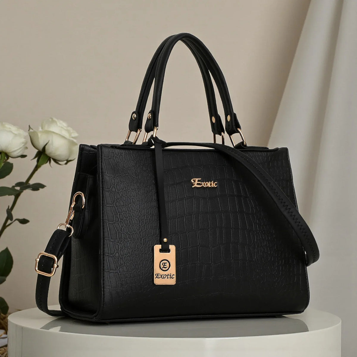Exotic® Grace Croco Textured Signature Handbag - exoticstore