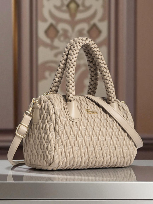 Exotic Exquisite Braided Handle Handbag (Beige)