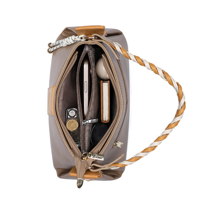 EXOTIC Noiré Twist Structured Handbag (Khaki)