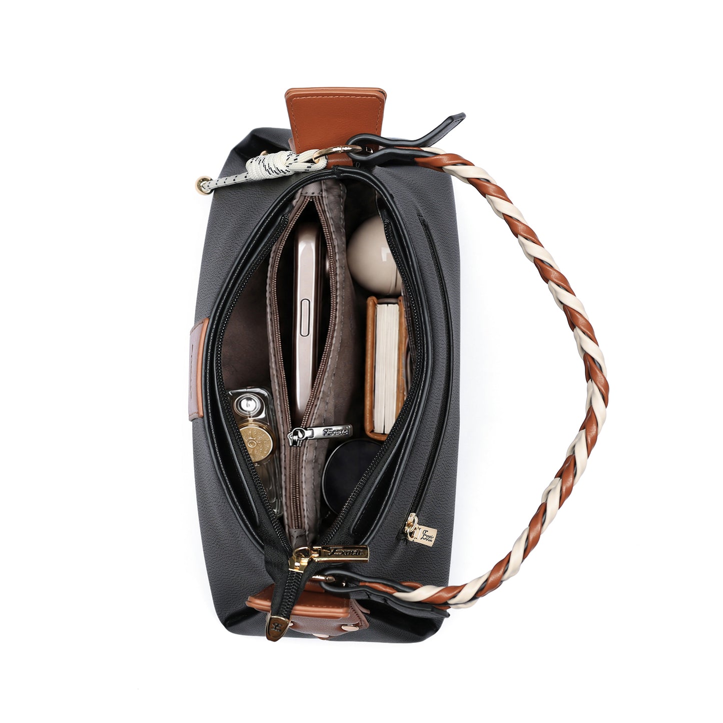 EXOTIC Noiré Twist Structured Handbag (Black)