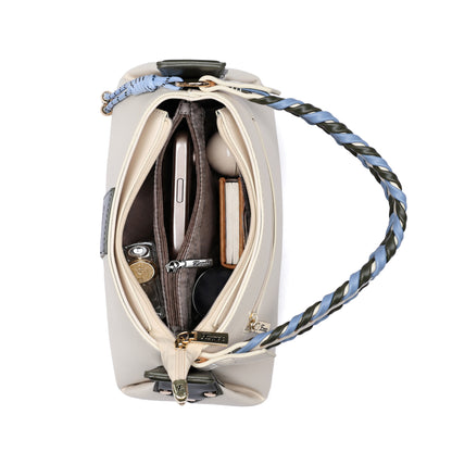 EXOTIC Noiré Twist Structured Handbag (White)