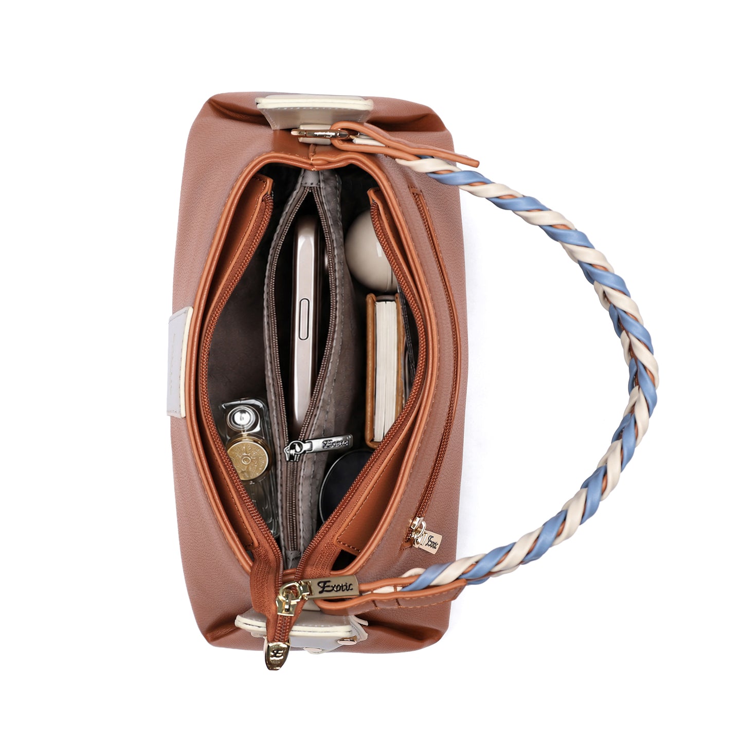 EXOTIC Noiré Twist Structured Handbag (Brown)