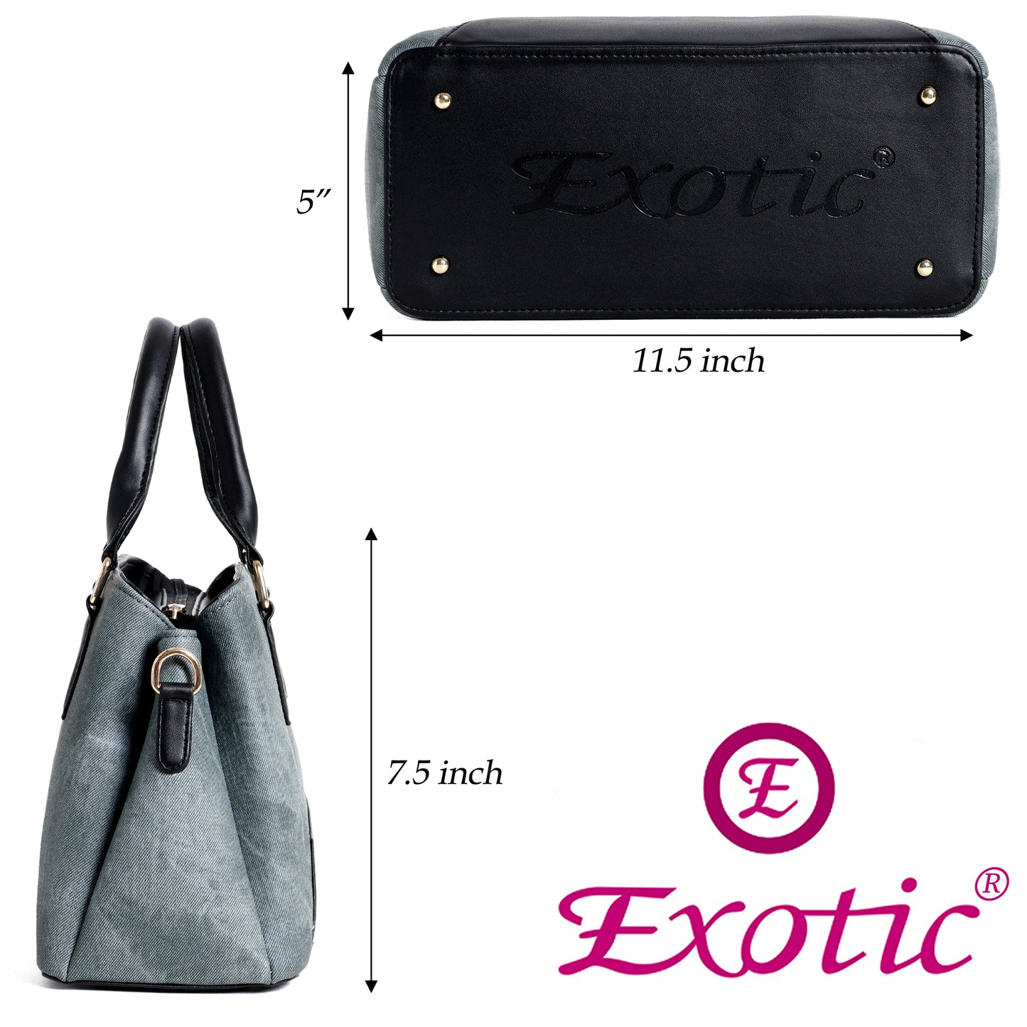 EXOTIC Three section Denim Design, Multipurpose handbag with Shoulder Strap