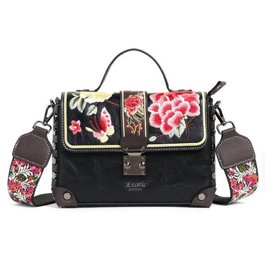 Exotic Embroidery Design Box type Shoulder Sling Bag For Women.