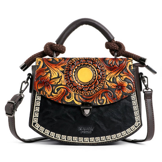 Exotic® Satchel Vintage Retro embossed Floral Sling Bag - exoticstore