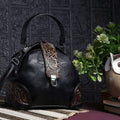 Exotic The Unique Embossed Round Floral Flap Sling Bag (Black)
