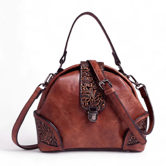 Exotic The Unique Embossed Round Floral Flap Sling Bag.