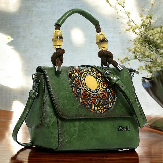 Exotic Satchel Retro Embossed Sling Bag For Women.