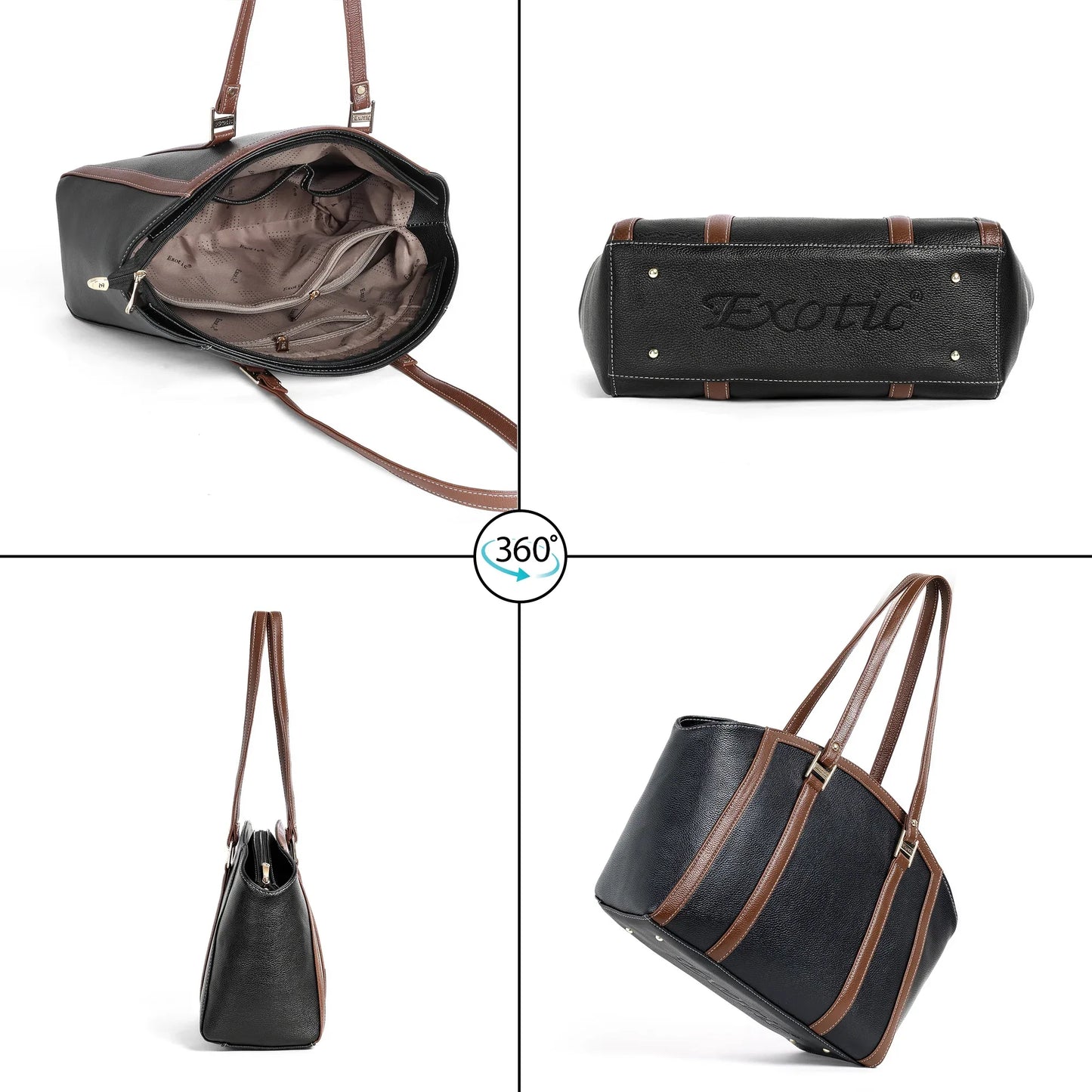 Elegant Dual-Tone Structured Tote Bag - exoticstore