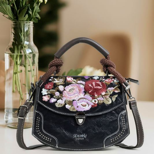 Exotic® Satchel Vintage Retro Embroidery Floral Sling Bag
