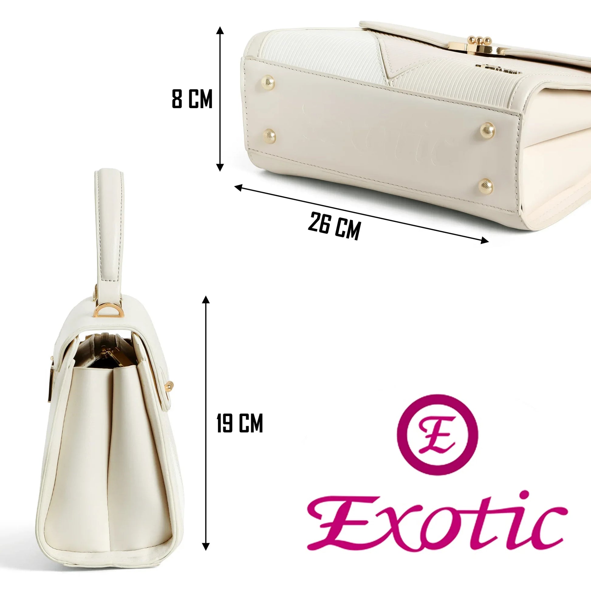 Exotic Elegant Tri-Tone Structured Handbag - exoticstore