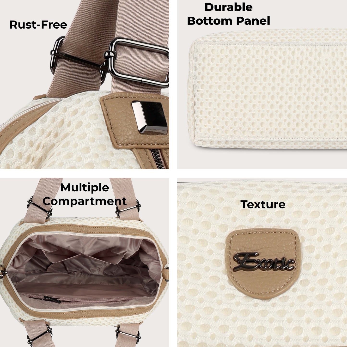 Exotic Premium Mesh Fabric Hand & Sling Bag with Multiple Compartments and Adjustable Strap