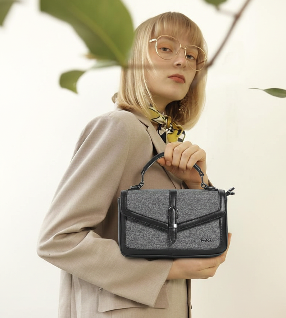 Exotic Denim Textured Cross Body & Handheld Bag